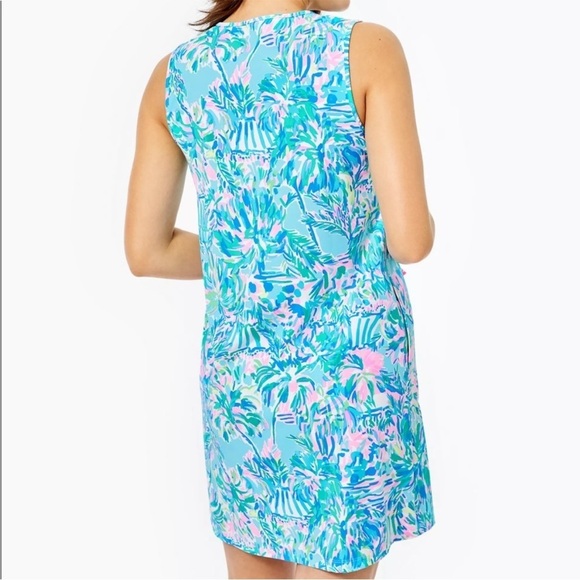 Lilly Pulitzer Johana Cover Up Blue Ibiza Cabana Stretchy Swim Dress Size XL - Picture 9 of 10